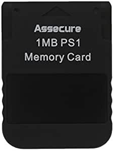Assecure 1MB Memory card for Sony PS1 PSX Playstation One 1 MB - PS2 compatible* - Grey for PlayStation