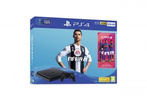 Sony PlayStation 4 500GB Console (Black) with FIFA 19 Ultimate Team Icons and Rare Player Pack Bundle for PlayStation 4